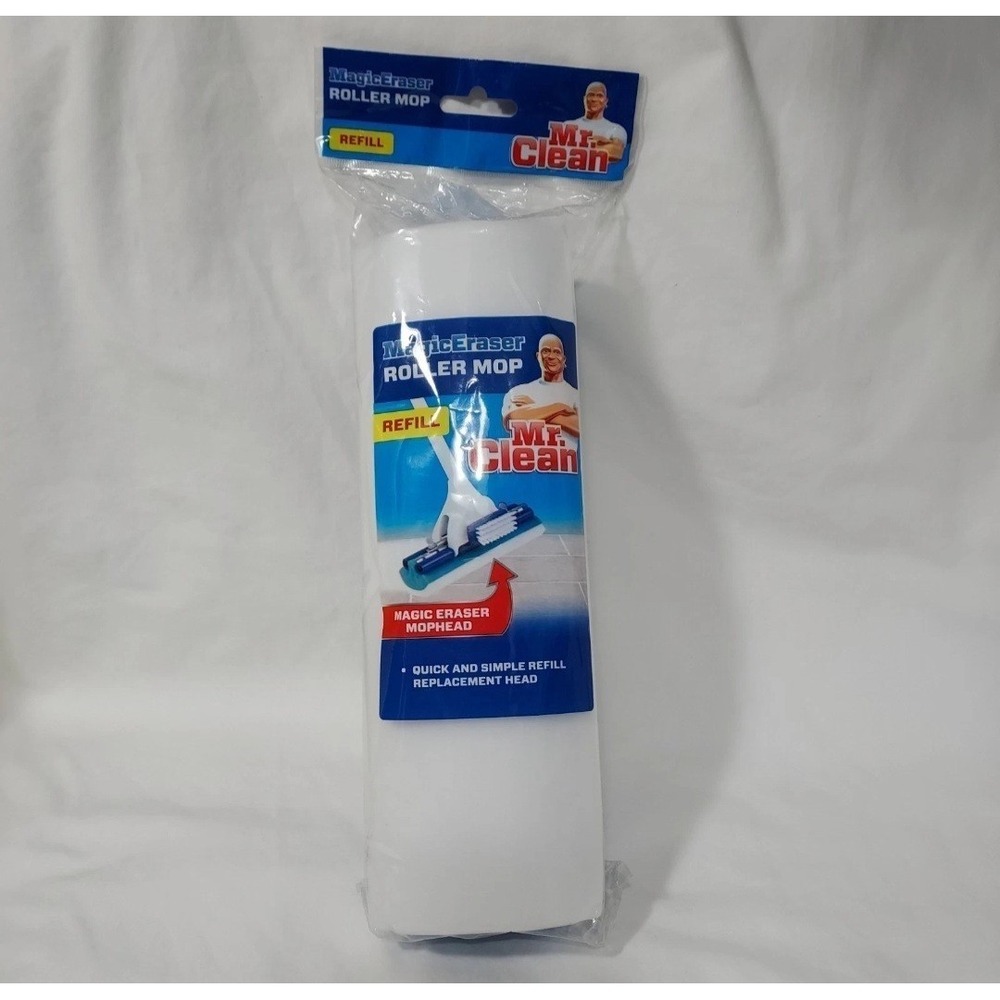 Mr clean Magic Cleaning Eraser Blue and White Roller Mop Refill New